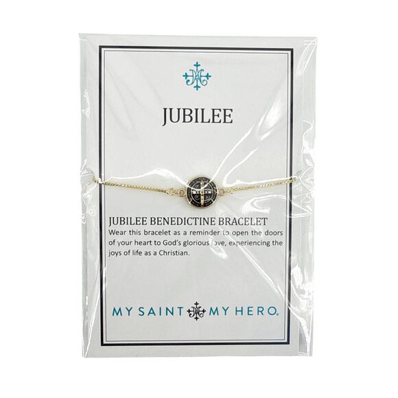 MY SAINT MY HERO Jubilee Benedictine Bracelet in Black & Gold - Picture 4 of 10